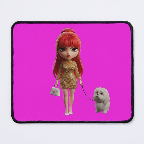 Item preview, Chibi redhead diva in Gold sequin dress with vhite puppy designed and sold by Azurart2.
