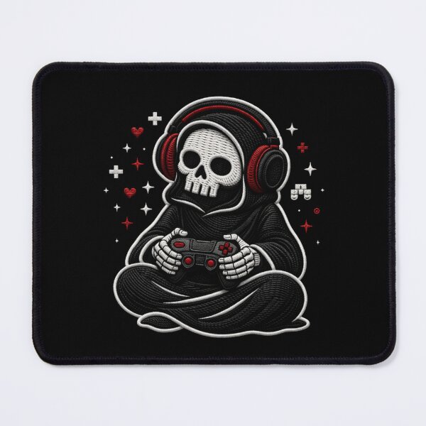 Item preview, Grim Reaper Gaming Chill Mode Cute Gothic Gamer Embroidery Design designed and sold by ColorSplash123.