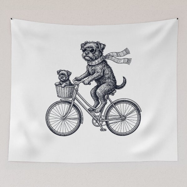 Aperçu de l'œuvre Vélo vintage Affenpinscher pour amoureux des chiens créée et vendue par DoodleTortle.