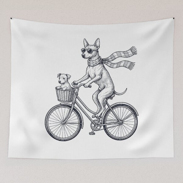 Item preview, Vintage American Hairless Terrier Riding Bike Bicycle Cycling Dog Lover designed and sold by DoodleTortle.