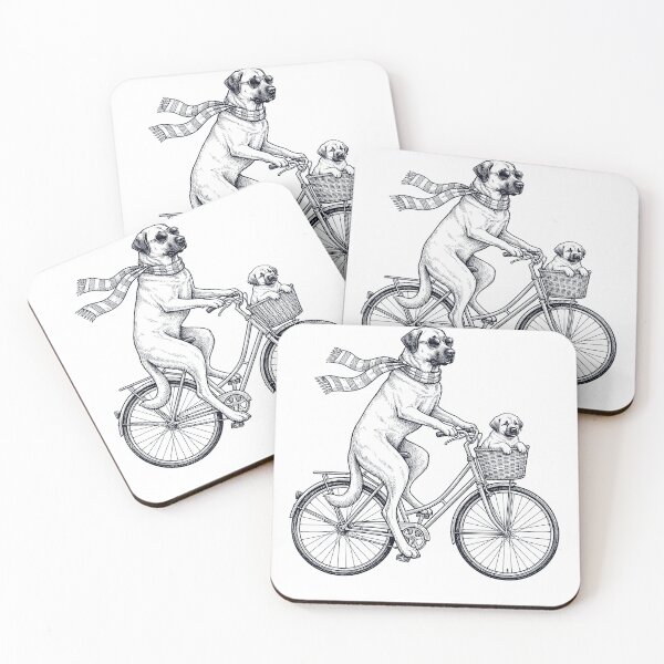Item preview, Vintage Anatolian Shepherd Dog Riding Bike Bicycle Cycling Dog Lover designed and sold by DoodleTortle.