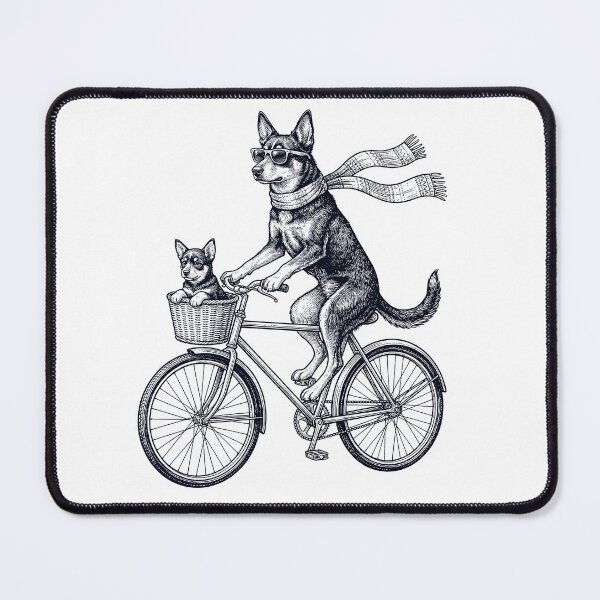 Item preview, Vintage Australian Kelpie Riding Bike Bicycle Cycling Dog Lover designed and sold by DoodleTortle.