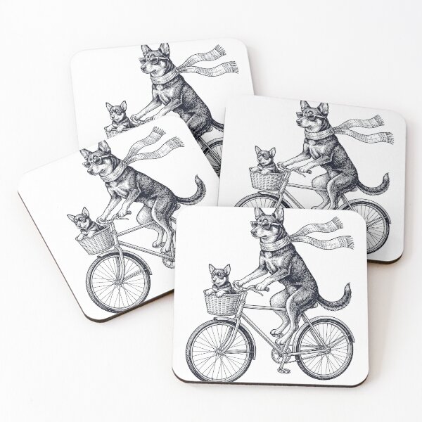 Item preview, Vintage Australian Kelpie Riding Bike Bicycle Cycling Dog Lover designed and sold by DoodleTortle.