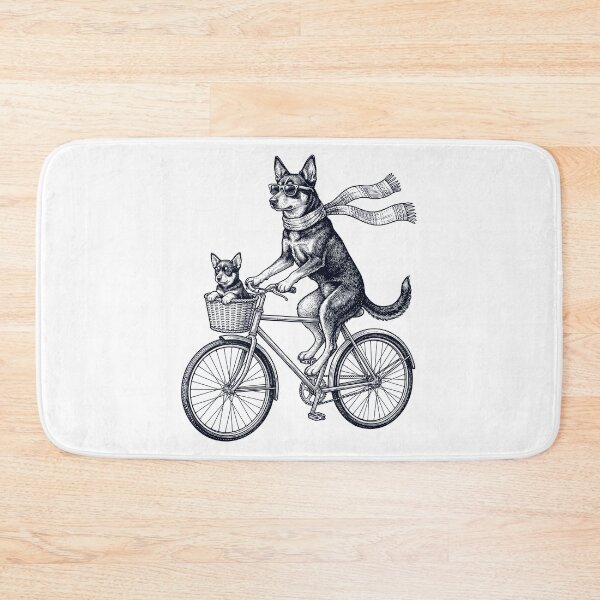 Item preview, Vintage Australian Kelpie Riding Bike Bicycle Cycling Dog Lover designed and sold by DoodleTortle.