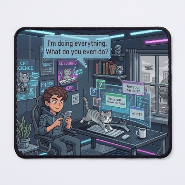 Item preview, Keyboard Helper Cat – Funny Pixel RPG Work Chaos designed and sold by PawMic.