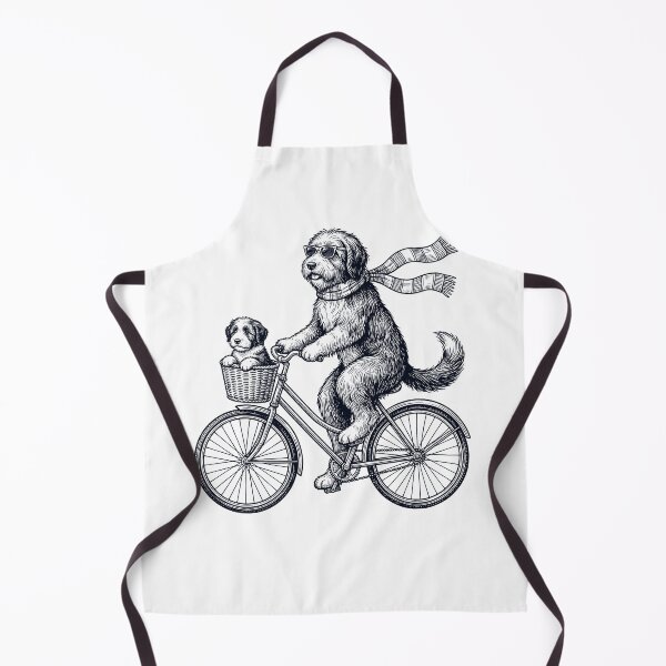 Item preview, Vintage Bearded Collie Riding Bike Bicycle Cycling Dog Lover designed and sold by DoodleTortle.
