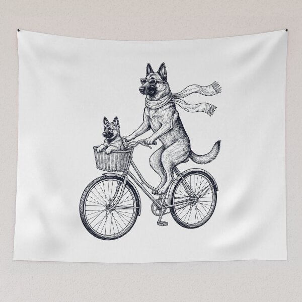 Item preview, Vintage Belgian Shepherd Riding Bike Bicycle Cycling Dog Lover designed and sold by DoodleTortle.