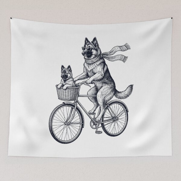 Item preview, Vintage Belgian Tervuren Riding Bike Bicycle Cycling Dog Lover designed and sold by DoodleTortle.