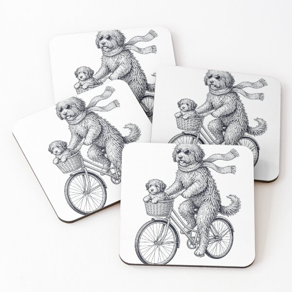 Item preview, Vintage Bergamasco Shepherd Riding Bike Bicycle Cycling Dog Lover designed and sold by DoodleTortle.