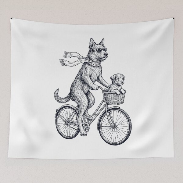 Item preview, Vintage Berger Picard Riding Bike Bicycle Cycling Dog Lover designed and sold by DoodleTortle.