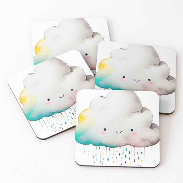 Item preview, Cloud with heavy rain and droplets, gloomy sky with rainy clouds, rainy cloud over green landscape, cloud with pouring summer rain, gray clouds with falling raindrops designed and sold by TetianaYasinska.