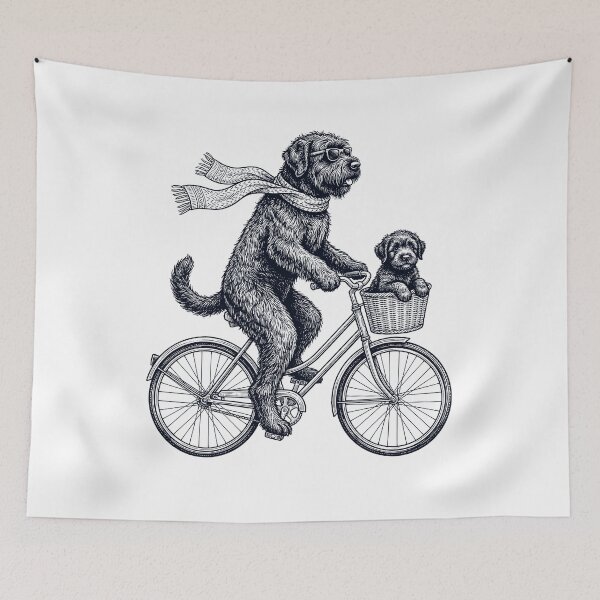 Item preview, Vintage Black Russian Terrier Riding Bike Bicycle Cycling Dog Lover designed and sold by DoodleTortle.