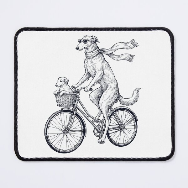 Item preview, Vintage Borzoi Riding Bike Bicycle Cycling Dog Lover designed and sold by DoodleTortle.