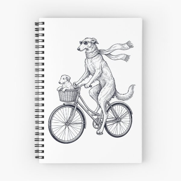 Item preview, Vintage Borzoi Riding Bike Bicycle Cycling Dog Lover designed and sold by DoodleTortle.