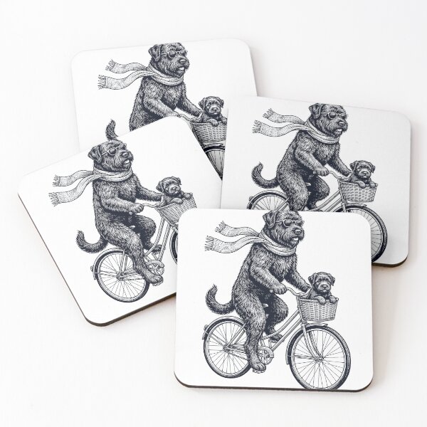 Item preview, Vintage Bouvier des Flandres Riding Bike Bicycle Cycling Dog Lover designed and sold by DoodleTortle.