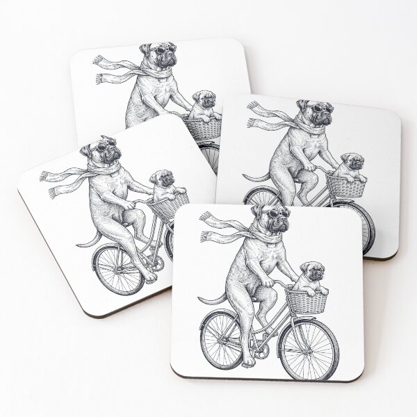 Item preview, Vintage Bullmastiff Riding Bike Bicycle Cycling Dog Lover designed and sold by DoodleTortle.