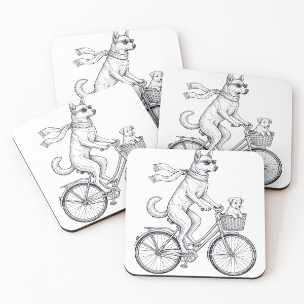 Item preview, Vintage Canaan Dog Riding Bike Bicycle Cycling Dog Lover designed and sold by DoodleTortle.