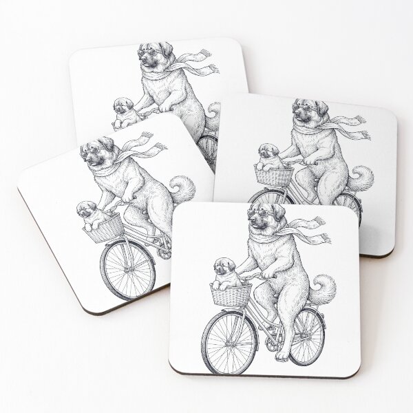 Item preview, Vintage Caucasian Shepherd Dog Riding Bike Bicycle Cycling Dog Lover designed and sold by DoodleTortle.