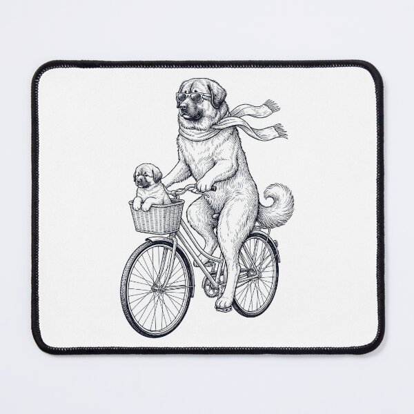 Item preview, Vintage Caucasian Shepherd Dog Riding Bike Bicycle Cycling Dog Lover designed and sold by DoodleTortle.