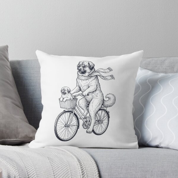Item preview, Vintage Caucasian Shepherd Dog Riding Bike Bicycle Cycling Dog Lover designed and sold by DoodleTortle.