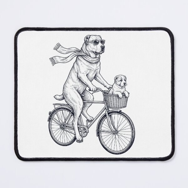 Item preview, Vintage Central Asian Shepherd Dog Riding Bike Bicycle Cycling Dog Lover designed and sold by DoodleTortle.