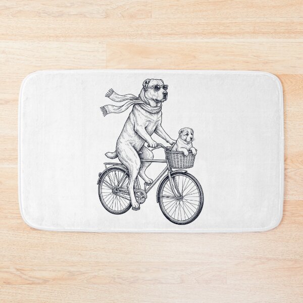 Item preview, Vintage Central Asian Shepherd Dog Riding Bike Bicycle Cycling Dog Lover designed and sold by DoodleTortle.