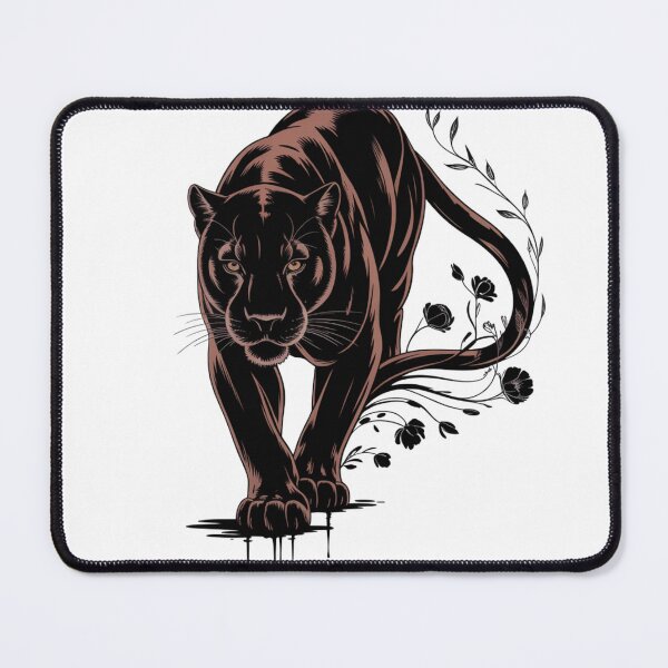 Item preview, Shadow Walk – Black Panther with Floral Vine & Ink Drip Art designed and sold by  InkVeil.