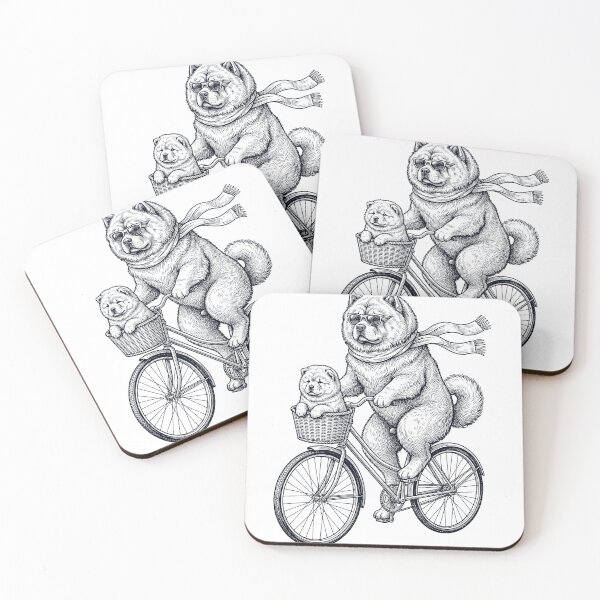 Item preview, Vintage Chow Chow Riding Bike Bicycle Cycling Dog Lover designed and sold by DoodleTortle.