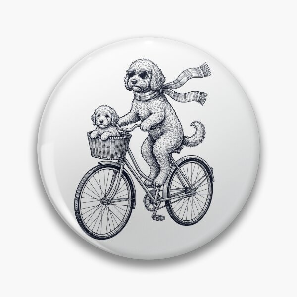Item preview, Vintage Cockapoo Riding Bike Bicycle Cycling Dog Lover designed and sold by DoodleTortle.
