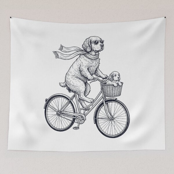 Item preview, Vintage Clumber Spaniel Riding Bike Bicycle Cycling Dog Lover designed and sold by DoodleTortle.