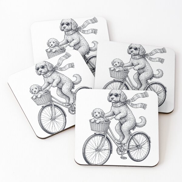 Item preview, Vintage Cockapoo Riding Bike Bicycle Cycling Dog Lover designed and sold by DoodleTortle.