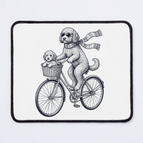 Item preview, Vintage Cockapoo Riding Bike Bicycle Cycling Dog Lover designed and sold by DoodleTortle.