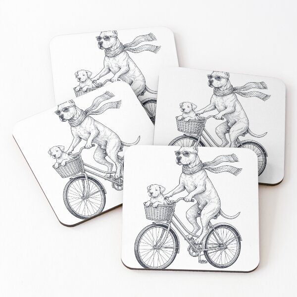 Item preview, Vintage Dogo Argentino Riding Bike Bicycle Cycling Dog Lover designed and sold by DoodleTortle.