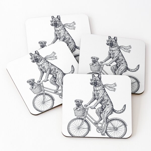 Item preview, Vintage Dutch Shepherd Riding Bike Bicycle Cycling Dog Lover designed and sold by DoodleTortle.