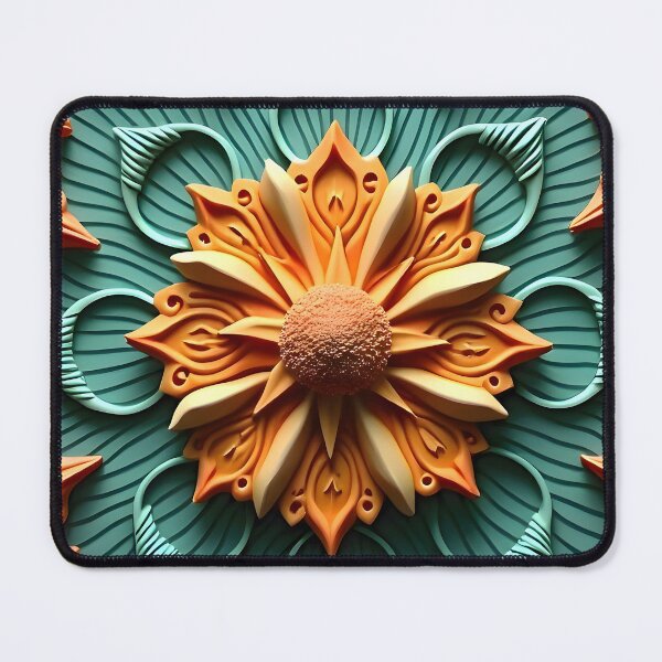 Item preview, Boho Floral Pattern Turquoise Orange designed and sold by NK-Studios .