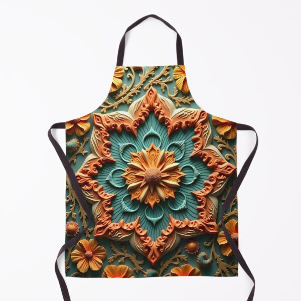 Item preview, Boho Floral Pattern Turquoise Orange designed and sold by NK-Studios .