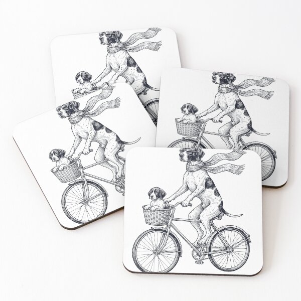 Item preview, Vintage English Pointer Riding Bike Bicycle Cycling Dog Lover designed and sold by DoodleTortle.