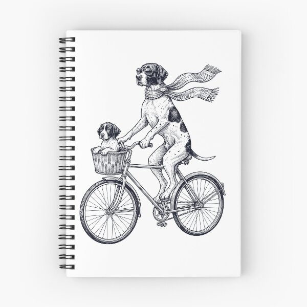 Item preview, Vintage English Pointer Riding Bike Bicycle Cycling Dog Lover designed and sold by DoodleTortle.
