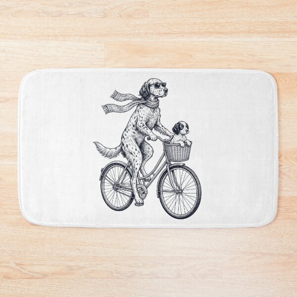 Artikelvorschau, Vintage English Setter fährt Fahrrad, Fahrrad, Radfahren, Hundeliebhaber entworfen und verkauft von DoodleTortle.