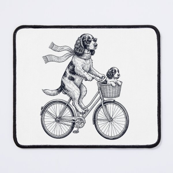 Item preview, Vintage Field Spaniel Riding Bike Bicycle Cycling Dog Lover designed and sold by DoodleTortle.