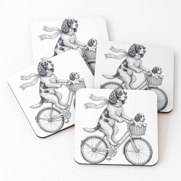 Item preview, Vintage Field Spaniel Riding Bike Bicycle Cycling Dog Lover designed and sold by DoodleTortle.