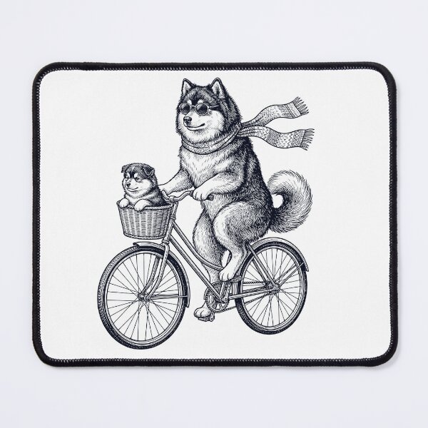 Item preview, Vintage Finnish Lapphund Riding Bike Bicycle Cycling Dog Lover designed and sold by DoodleTortle.