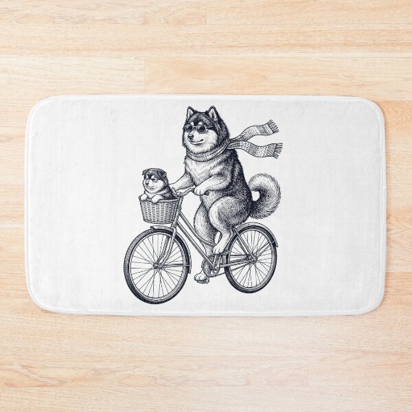Item preview, Vintage Finnish Lapphund Riding Bike Bicycle Cycling Dog Lover designed and sold by DoodleTortle.