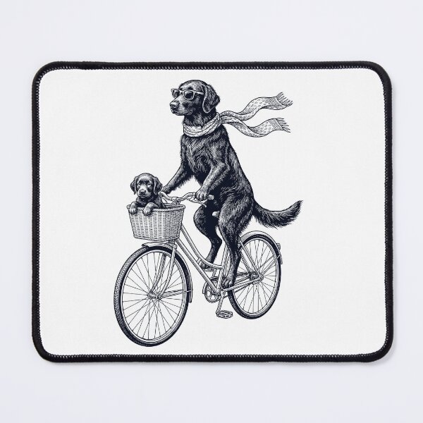 Item preview, Vintage Flat Coated Retriever Riding Bike Bicycle Cycling Dog Lover designed and sold by DoodleTortle.