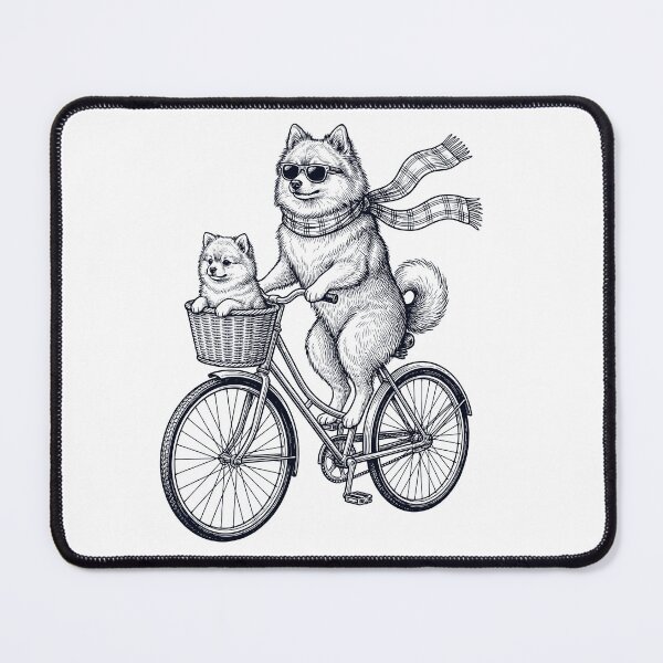 Item preview, Vintage German Spitz Riding Bike Bicycle Cycling Dog Lover designed and sold by DoodleTortle.