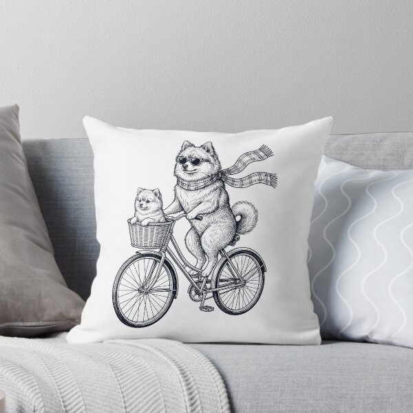Item preview, Vintage German Spitz Riding Bike Bicycle Cycling Dog Lover designed and sold by DoodleTortle.