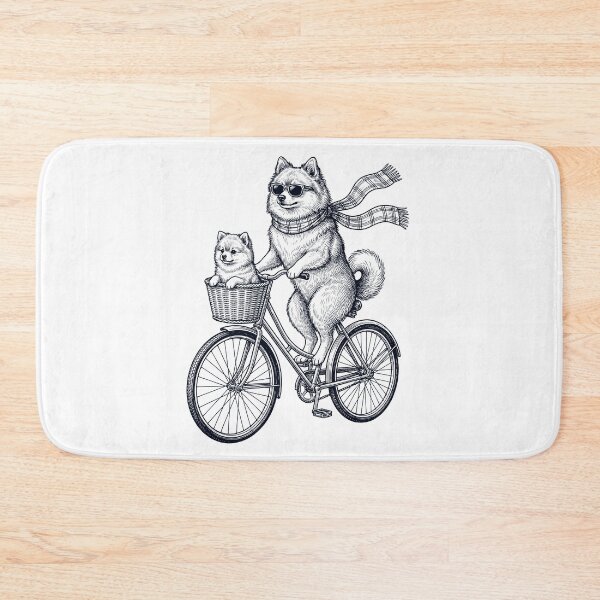 Item preview, Vintage German Spitz Riding Bike Bicycle Cycling Dog Lover designed and sold by DoodleTortle.