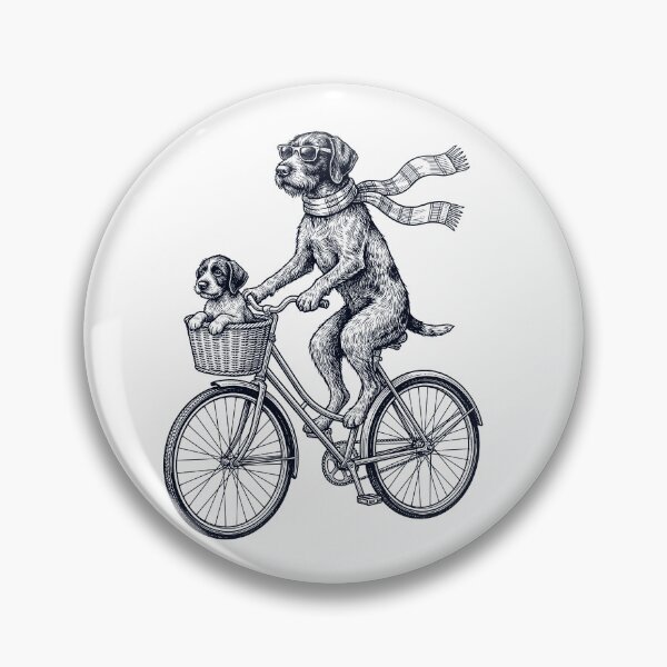 Item preview, Vintage German Wirehaired Pointer Riding Bike Bicycle Cycling Dog Lover designed and sold by DoodleTortle.