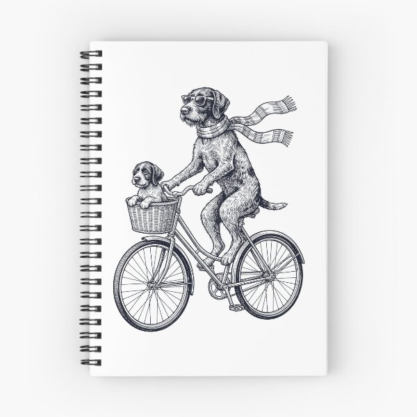 Item preview, Vintage German Wirehaired Pointer Riding Bike Bicycle Cycling Dog Lover designed and sold by DoodleTortle.
