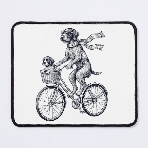 Item preview, Vintage German Wirehaired Pointer Riding Bike Bicycle Cycling Dog Lover designed and sold by DoodleTortle.